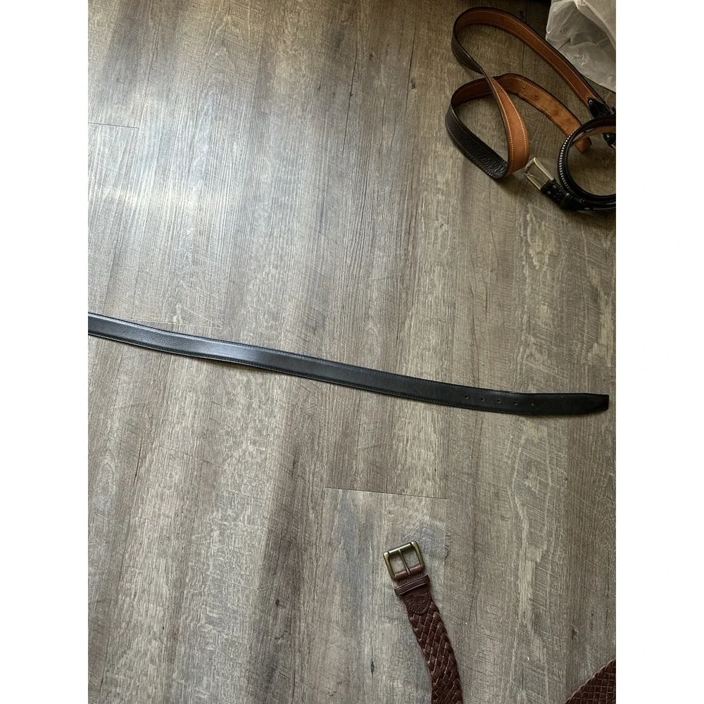 Michael‎ Toschi Black Leather Belt Black Perforated Rubber Section 40 EXCELLENT